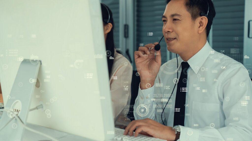 Contact center supervisor reviewing agent guidance measurement data on a performance dashboard