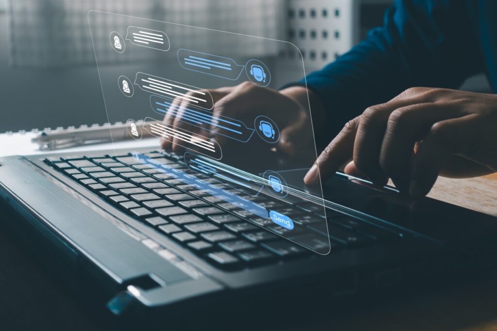 Contact center supervisor reviewing AI quality management scores on a dashboard