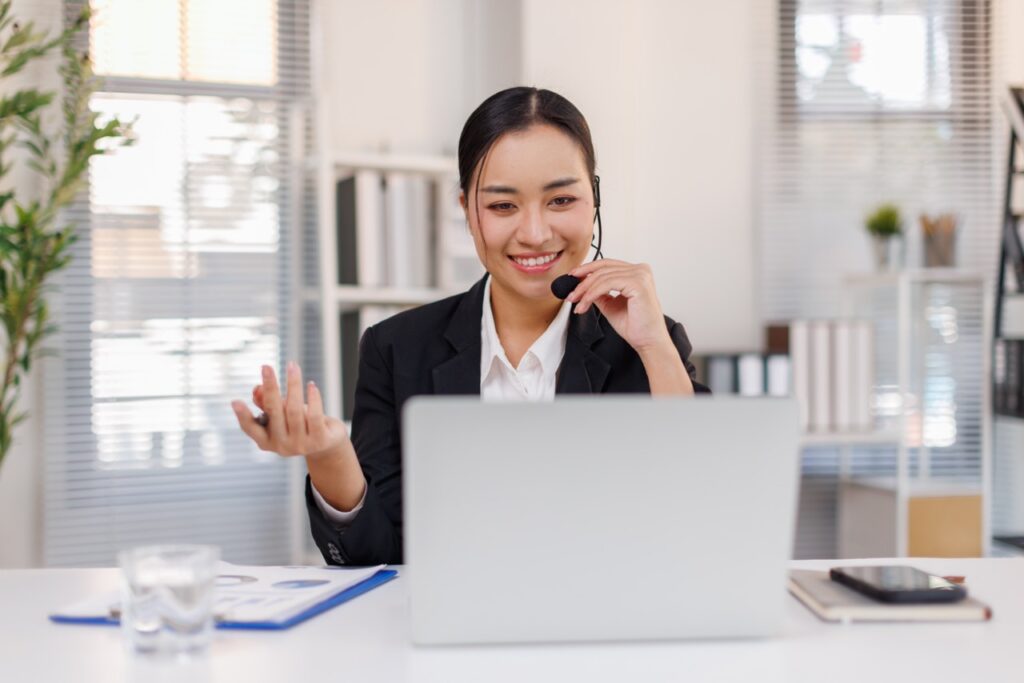 Analyst reviewing conversation analytics trends to inform business planning